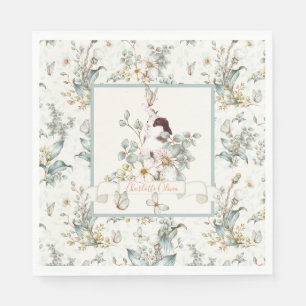 Guardanapo De Papel Russo Um Coelhinho É Uma Garota Floral Cottagecore