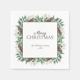 Guardanapo De Papel Russo Winter Fir Cone Feliz Natal