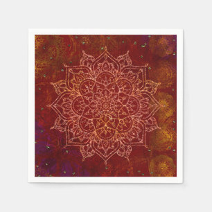 Guardanapo De Papel Rust Red Mandala Dourado Glam Moderna Chic