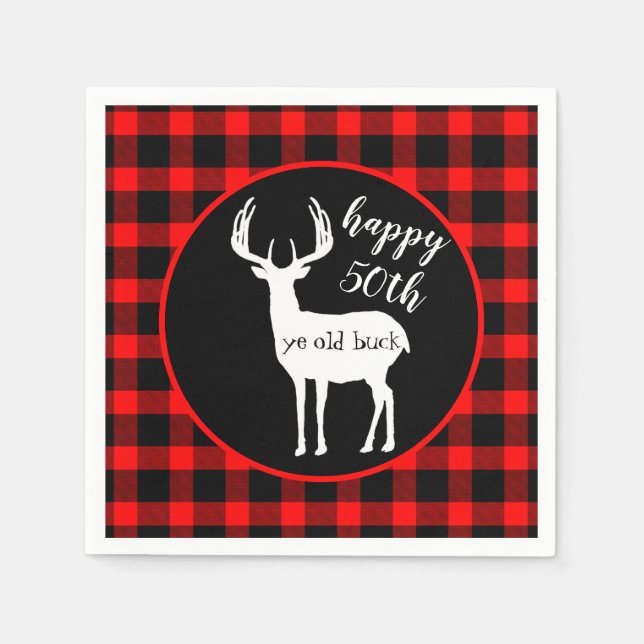 Guardanapo De Papel Rustic 50th Birthday Deer Antlers (Frente)