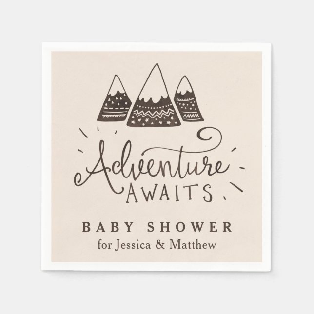Guardanapo De Papel Rustic Adventure Themed Chá de fraldas Napkins (Frente)
