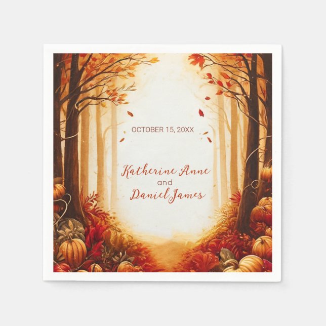 Guardanapo De Papel Rustic Autumn Forest Pumpkin Wedding (Frente)