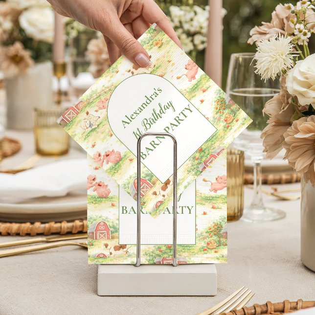 Guardanapo De Papel Rustic Barnyard Farm Animals 1st Birthday (Criador carregado)