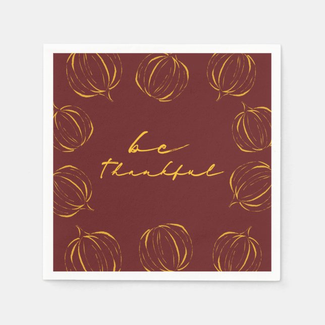 Guardanapo De Papel Rustic Be Thanked Pumpkin Frame (Frente)