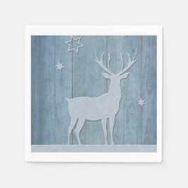 Guardanapo De Papel Rustic Blue Wood Reindet — Natal