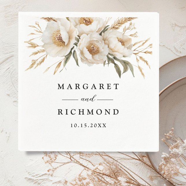 Guardanapo De Papel Rustic Boho Ivory - Documento De Casamento Floral  (Criador carregado)
