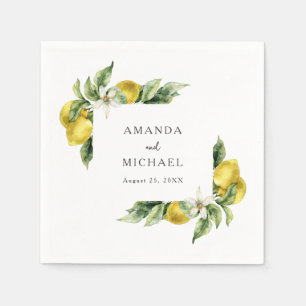 Guardanapo De Papel Rustic Boho Watercolor Lemons Citrus Casamento