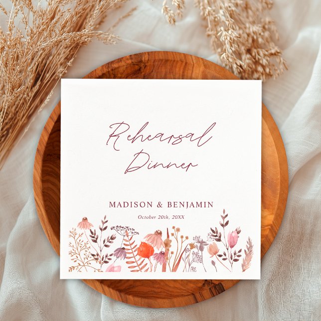 Guardanapo De Papel Rustic Boho Widlflowers Rehearsal Dinner Wedding (Criador carregado)