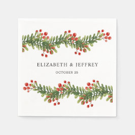 Guardanapo De Papel Rustic Boughes of Holly Winter Christmas Wedding