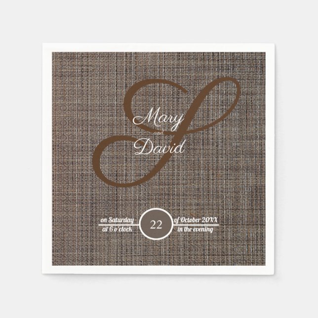 Guardanapo De Papel Rustic Brown Background Wedkins Paper Napkins (Frente)