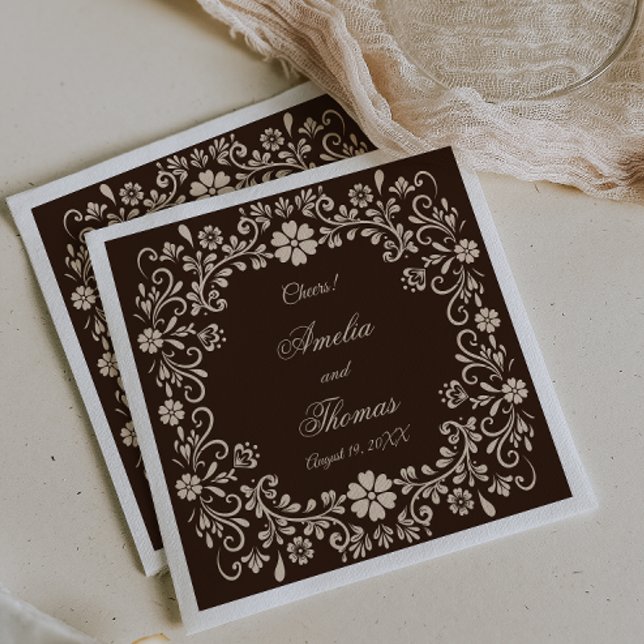 Guardanapo De Papel Rustic Brown Elegant Wedding  (Criador carregado)