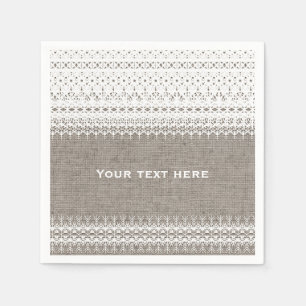 Guardanapo De Papel Rustic Burlap & Elegant Lace Wedding