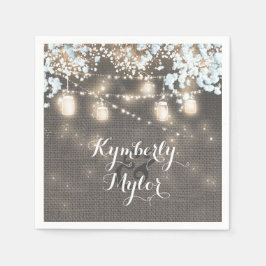 Guardanapo De Papel Rustic Burlap Luz Mason Jars Casamento