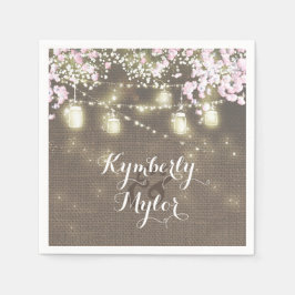 Guardanapo De Papel Rustic Burlap Luz Mason Jars Casamento