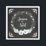 Guardanapo De Papel Rustic Chalkboard Floral French Christmas Napkins<br><div class="desc">Joyeux Noël napkins para a época de férias com o padrão rústico de painéis de galhardetes,  detalhes da colheita e coroa floral.</div>