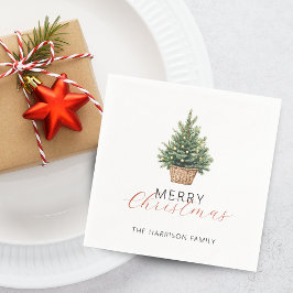 Guardanapo De Papel Rustic Christmas Tree In Basket