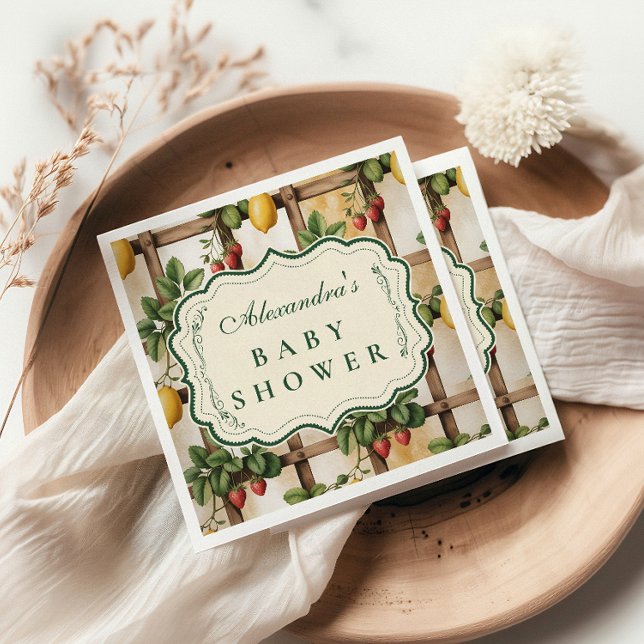 Guardanapo De Papel Rustic Citrus Strawberry Baby Shower (Criador carregado)