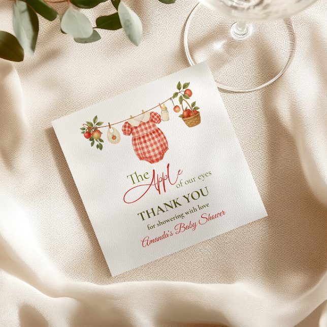 Guardanapo De Papel Rustic Clothesline Apple Locally Grown Baby Shower (Criador carregado)
