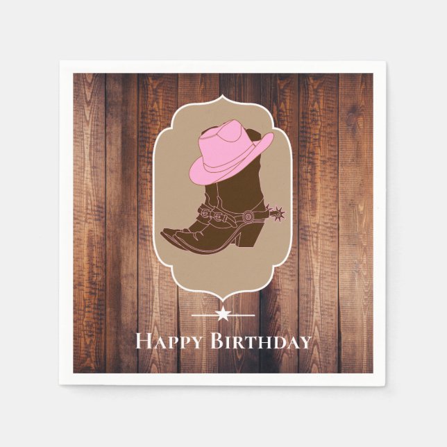 Guardanapo De Papel Rustic Country Cowgirl Boots & Hat | Personalizado (Frente)