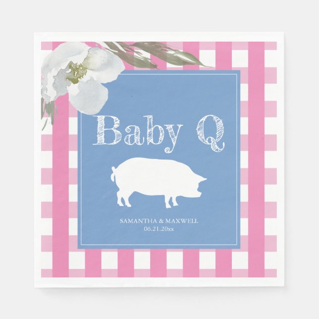 Guardanapo De Papel Rustic Country Floral e Pig Gingham Babyq (Frente)