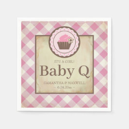 Guardanapo De Papel Rustic Country Gingham Cupcake Baby Q