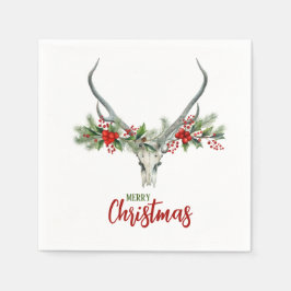 Guardanapo De Papel Rustic Country Reindeer Skull & Garland Natal