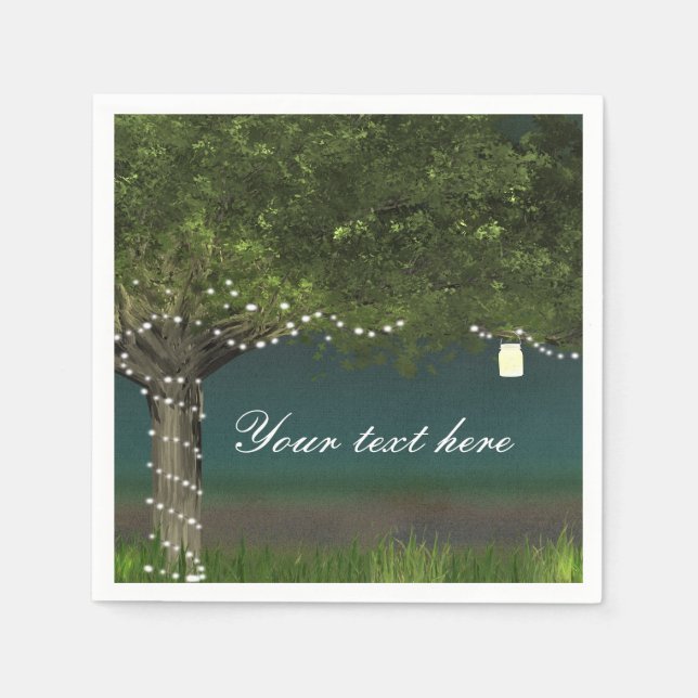 Guardanapo De Papel Rustic Country String Lights Casamento Napkins (Frente)