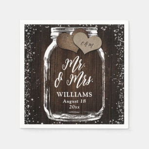 Guardanapo De Papel Rustic Country Wood Mason Jar Sr. & Sra. Wedding
