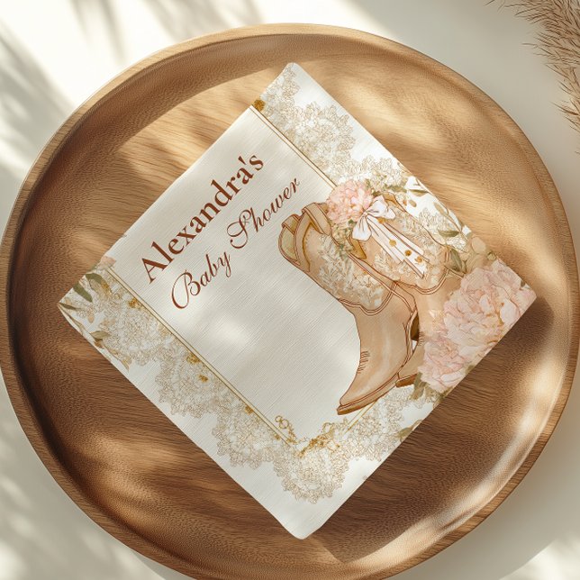 Guardanapo De Papel Rustic Cowgirl Boots Chá de fraldas Floral (Criador carregado)