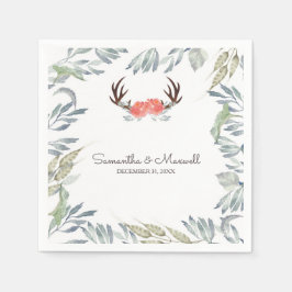 Guardanapo De Papel RUSTIC Deer Antler e Greenery, Peach
