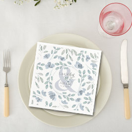 Guardanapo De Papel Rustic Dusty Blue Ampersand & Floral Weding