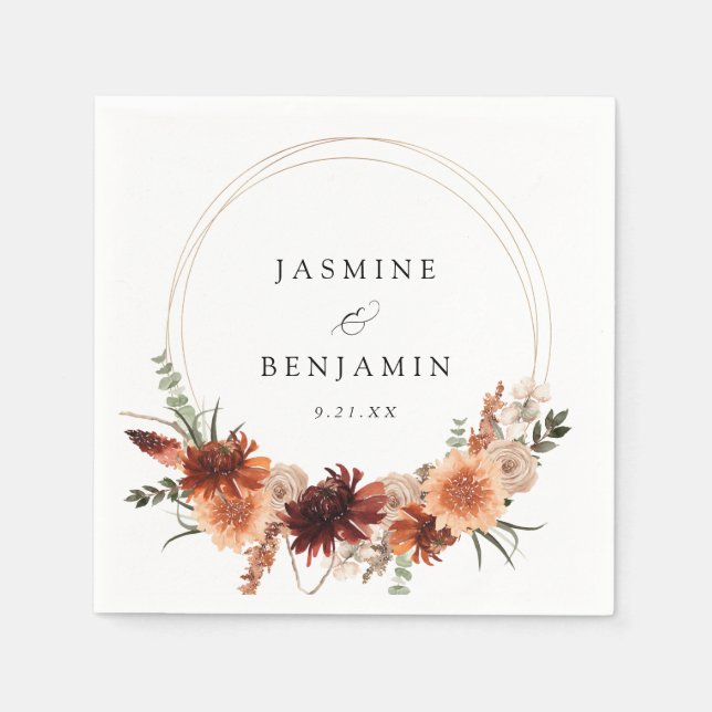 Guardanapo De Papel Rustic Earth & Champagne Florals Name (Frente)