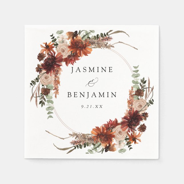 Guardanapo De Papel Rustic Earth & Champagne Florals Nome v3 (Frente)