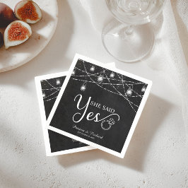 Guardanapo De Papel Rustic Ela Disse Sim Quadro de Giz Engajamento