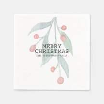 Rustic Felry Christmas Holly Berry Watercolor red