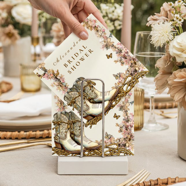 Guardanapo De Papel Rustic Floral Boots Bridal Shower (Criador carregado)
