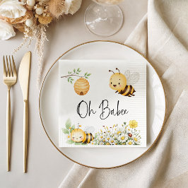Guardanapo De Papel Rustic Floral Oh Babee Honey Bee Baby Shower