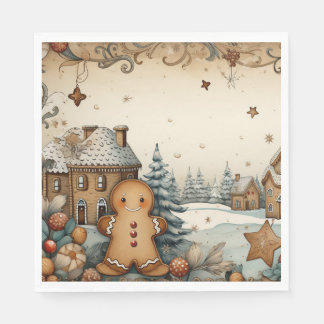 Guardanapo De Papel Rustic Gingerbread Village Man