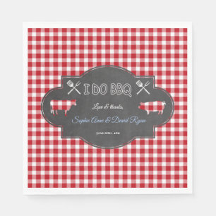 Guardanapo De Papel Rustic Gingham Chalk I Do CHURRASCO Invite