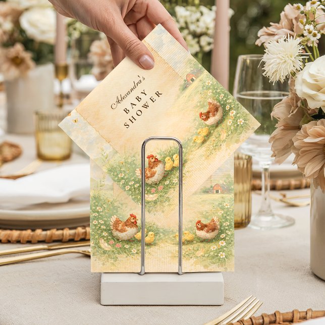 Guardanapo De Papel Rustic Hen and Chicks Baby Shower (Criador carregado)