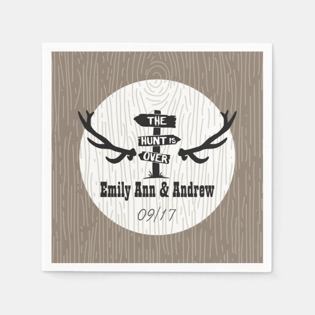 Guardanapo De Papel Rustic Hunt está sobre Barnwood (Frente)