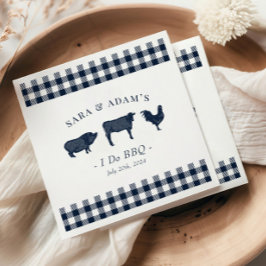 Guardanapo De Papel Rustic "I Do BBQ" Blue Plaid BBQ