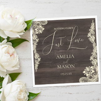 Guardanapo De Papel Rustic Lace Nothing Fancy Just Love Wedding Paper