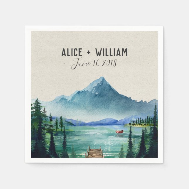 Guardanapo De Papel Rustic Lakeside Wedkin (Frente)