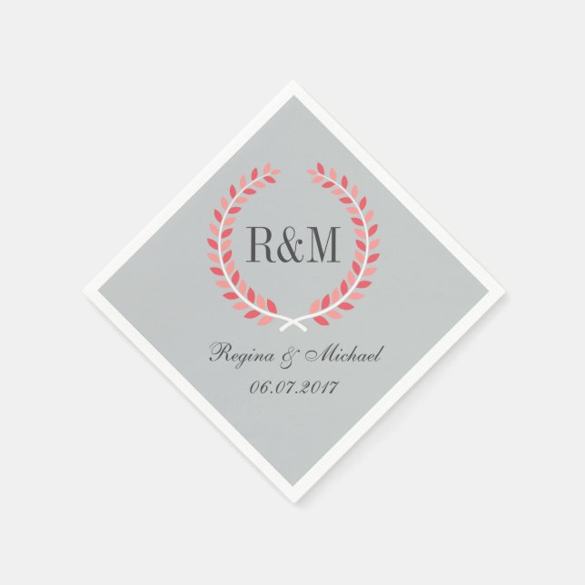 Guardanapo De Papel Rustic Laurel Wreath Casamento Monograma Napkin Ro (Canto)