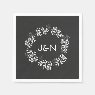 Guardanapo De Papel Rustic Leaves Wreath Modern Personalised Weds