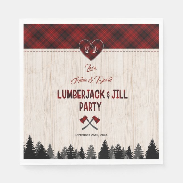 Guardanapo De Papel Rustic LumberJack e Jill Chá Casal de Casamento (Frente)