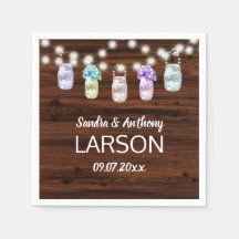 Rustic Mason Jar com Luzes Casando Napkins