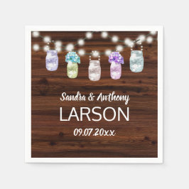 Guardanapo De Papel Rustic Mason Jar com Luzes Casando Napkins