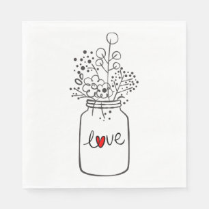 Guardanapo De Papel Rustic Mason Jar Floral Festas de casamento Flores